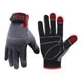HANDLANDY Mens Work Gloves Touch screen, Synthetic Leather Utility Gloves, Flexible Breathable Fit- Padded Knuckles & Palm (Large)