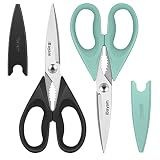 iBayam 2 Pack All Purpose Kitchen Scissors Shears Heavy Duty, Blade Covers