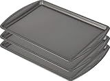 GoodCook Everyday Baking Sheet Set Nonstick Carbon Steel Standard-Sized Cookie Sheets for Even Baking, Bakeware Set Includes 3 Pans with Scratch-Resistant Finish, 13x9-Inch, Gray