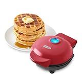 Dash Mini Waffle Maker- Compact Electric Iron for Creative Homemade Treats - PTFE nonstick surface - Easy-to-Clean - Perfect for Kids & Families - Red