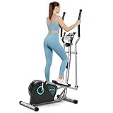 THERUN Elliptical Exercise Machine, Ultra-Quiet Elliptical Machine for Home, 13.2LBS Flywheel Elliptical Trainer, 16 Resistance Levels Elliptical Training Machines w/Pulse Sensor, LCD Monitor (Aqua)
