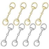 LIQWEI 8 Pcs Double D-Rings Snaffle Bit Buckles, Gold Snaffles Bits Snaffle Bit Necklace, Simple Metal Scarf Rings for Necklaces Bracelets Foldable Connecting Clasp Women