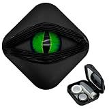 Horror Style Lens Cases (Case Only, No Contacts) with Mirror for Colored Lenses, Soft Lenses, RGP – Durable Halloween Accessories for Cosplay, Easy-Open Lid & Portable for Trick-or-Treating