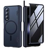 MOBOSI Magnetic for Samsung Galaxy Z Fold 4 Case, Compatible with Magsafe, Built-in Hinge Protection & Front Screen Protector Full Body Rugged Phone Case for Z Fold4 with S Pen Slot, Privacy Black