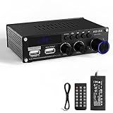Sunbuck Mini Amplifier, 2 Channel Stereo Amplifier, Power Amplifier Max 300Wx2 Output, Bluetooth Amplifier for Home Speakers, Stereo Receiver with RCA/USB/FM/AUX, Mini Amplifier for Speakers, AS-22