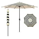 Abba Patio 9FT Lyon Outdoor Patio Umbrella Outdoor Table Umbrella with Push Button Tilt and Crank Market Umbrella 8 Sturdy Ribs UV Protection Waterproof for Garden Deck Backyard Pool, Black & Ivory