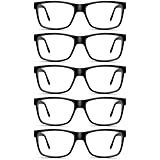 AIMISUV Reading Glasses for Men Women - Spring Hinges Blue Light Blocking UV Filter Computer Readers,Anti Eyestrain Eyeglasses (LightBlack, 1.5)
