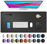 Aothia Leather Office Desk Pad Protector, Non-Slip PU Leather Desk Blotter, Waterproof Laptop Writing Mouse Pad for Office and Home, Black, 31.5" x 15.7"