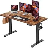 ErGear Height Adjustable Electric Standing Desk, 48 x 24 Inches Sit Stand up Desk, Memory Computer Home Office Desk with Two-Piece Desktop (Vintage Brown)