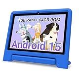 2025 Kids Tablet, 10.1 Inch Android 15 Tablet for Kids, 8+64GB Storage (1TB Expand), Octa-Core, WiFi 6, Pre-Installed Educational Apps, Parental Control, with EVA Protective Case, Eye Protection Mode