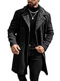 Runcati Mens Trench Coat Double Breasted Notched Collar Fleece Jacket Slim Fit Fall Winter Fuzzy Pea Coats Warm Overcoat