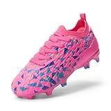 DREAM PAIRS Kids High-Speed Soccer Cleats,Hot Pink/Blue,2 Little Kid