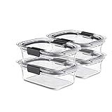 Rubbermaid Brilliance Glass Food Storage Containers, 3.2 Cup, Set of 4, BPA-Free, Leak-Proof, Clear