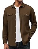 PJ PAUL JONES Mens Shirt Jacket Button Down Work Jackets Casual Stylish Shacket Overshirt for Home Coffee M