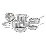 Cuisinart 12-Piece MultiClad Pro Triple Ply Stainless Stainless Steel Pots and Pans Set, Cookware Set Compatible with Induction, Electric, Gas Cooktops, Cool Grip Handles, Oven Safe to 500°F, Silver