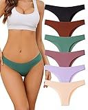 UGDUCK Cheeky Underwear for Women, Seamless Underwear No Show Panties for Women Bikini Soft Stretch Briefs 6 Pack Multicolor