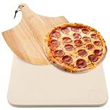 Hans Grill Rectangular Pizza Stone, 15 x 12 Inch Cordierite Stone with Peel