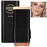 Foundation Stick, 2 in 1 Dual-Ended Long-Lasting Concealer Korean Foundation Contour Stick, Waterproof Contouring foundation with Brush, Full Coverage Matte Finish for Face Makeup(02#NATURAL)