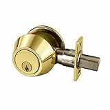 Design House Keyed Entry Door Deadbolt with One Keyed Side and Twist-Knob Interior, 6-Way Adjustable Latch, Fits Standard Doors, Polished Brass – Design House, 727438