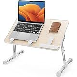 SAIJI Laptop Bed Tray Table, Adjustable Home Office Standing Desk Portable Lightweight Foldable Lap Desk for Sofa Couch Floor Working Studying Reading Writing Eating,Fit Up to 17" Laptop(Large,Teak)