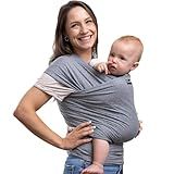 CuddleBug Hands-Free Baby Carrier - Soft & Stretchy Wrap - Newborn to Toddler 7-35 lbs - One-Size-Fits-All Hip-Healthy Holder (Gray)