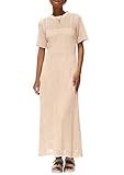 PRETTYGARDEN Womens Eyelet Cover Up Dress 2026 Summer Vacation Resort Maxi Dresses Beach Short Sleeve Hollow Out Sundress (Apricot,Small)