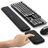 MEKASS Ergonomic Wrist Rest for Keyboard and Mouse, Soft Memory Foam Keyboard Wrist Rest Set with Non-Slip Silicone Base, Easy Typing, Pain Relief, Comfort for Office, Work, Gaming (Classic Black)