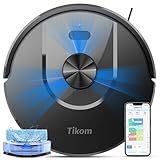 Tikom Robot Vacuum and Mop Combo, 6000Pa Automatic Robotic Vacuum Cleaner, Smart Mapping, 150 Min Max, Ideal for Pet Hair, Hardfloors, Carpets, Home(L8000 Pro)