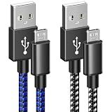 6amLifestyle 2 Pack 10ft PS4 Controller Charging Cable,Micro USB Braided Cord Compatible with PlayStation 4 DualShock 4, PS4 Slim/Pro, Xbox One S/X, Android Phones, Kindle, Black & Blue