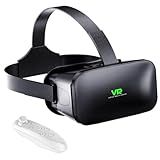 3D VR Headset, Virtual Reality 3D VR Glasses, Anti-Blue Light Adjustable 3D Headset Helmets for iPhone or Android Compatible with 4.5” to 6.7” inch with Controller(Black)