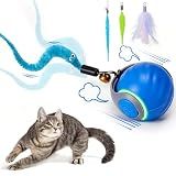 BABORUI Interactive Cat Toy Ball - Automatic Interactive Cat Toys for Indoor Cats with 3 Tails, 2 Speeds Rechargeable Cat Enrichment Toys for Small/Medium/Large Cats to Keep Them Busy(Blue)