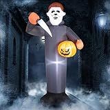 6FT Killer Halloween Inflatable Blow Up with Pumpkin & Prop Blade, Built-in LED Lights, Scary Halloween Inflatables Outdoor Decorations for Yard Lawn Garden Porch Party