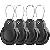 Waterproof for AirTag Holder 1st/2nd 4 Pack Lock Case Keychain for Apple AirTags for Air Tag Keyring with Wire Cable Durable Lightweight for AirTag Cover Keys Kids Luggage Backpacks Pet Collar Black