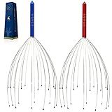 USAGA Head Massager Scalp Massager 20 Fingers Head Scratcher, Stocking Stuffers Gift for Scalp Body Relaxing (Red & Blue)