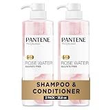 Pantene Sulfate Free Shampoo and Conditioner Set, Rose Water, Soothing and Moisturizing, Infused with Vitamin B5, for all Hair Types, Safe for Color Treated Hair, Pro-V Blend, 17.9 Fl Oz Each, 2 Pack