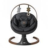 Baby Swings for Infants, Monamii Baby Swing, Bluetooth Infant Swing with Music Speaker, 5 Speeds and Remote Control, Indoor & Outdoor Use (Black)