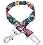 Adjustable pet cat and Dog car seat Belt,The Lanyard is Flexible and Adjustable from 20 to 33 inches (Floral)
