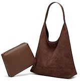Slouchy Suede Shoulder Bags for Women Large Tote Purse Retro Soft Handbag Casual Work Ladies Top Handle Satchel 2pcs