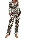Ekouaer Womens Pajama Sets 2 piece Lounge Sets for Women V-neck Long Sleeve Top and Elastic Waist Pants with Pockets