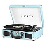 Victrola Journey Bluetooth Portable Suitcase Record Player – with Built-in Speakers, 3 Speed Vinyl Record Player, RCA Out, Headphone Jack (Turquoise)