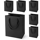 MOXARYSU Black Gift Bags With Handles: 7x4x9 Inch 6pcs Black Paper Gags Medium Bulk For Party Shopping Birthday Wedding