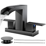 Cobbe Waterfall Bathroom Faucet, Matte Black 4 Inch Centerset 2 or 3 Hole