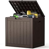 NEWBULIG 31 Gallon Deck Box, Weatherproof Resin Lockable Outdoor Storage for Secure Package Deliveries and Indoor Storage in Garden or Patio, Backyard