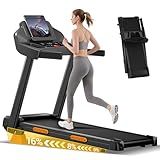 16% Incline Treadmill with Handle, 4-in-1 Foldable Treadmill with Triple-Screen Console, 3.0HP Quiet Brushless Treadmills for Home and Office Use, 400 LBS Capacity