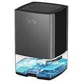 ToLife Dehumidifiers for Home 30 OZ Water Tank with Auto-Off 500 sq.ft Portable Small Dehumidifier for Bathroom Bedroom RV Closet Room 7 Colors LED Light, Gray