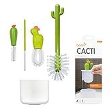 Boon Cacti Bottle Cleaning Brush Set - Includes Bottle Brush, Nipple Brush, Detail Brush, and Straw Brush - Baby Bottle Brush Set for Bottle Drying Rack - Baby Essentials - 4 Count