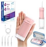 2026 New Portable Water Flosser for Teeth, 4 Modes & 4 Intensity Levels, Mini Small Design with Exquisite Travel Case, Removable Tank, IPX7 Waterproof, Cordless Dental Oral Irrigator (Pink)