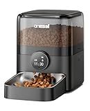 oneisall Automatic Cat Feeder for Large Kibble and Snacks, 12 Cups/3L Timed Pet Feeder for Cats Indoor, Programmable Dry Food Dispenser (Black)