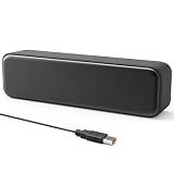 [Upgraded] Computer Speakers for Desktop PC, USB Plug-n-Play, External Speakers for Laptop, Mini PC Sound Bar with Stereo Loud Sound, Enhanced Bass, Compatible with Windows, macOS, ChromeOS, Linux