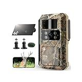 2.5K HD Solar Powered Trail Camera with Night Vision, 4G LTE Cellular Wildlife Game Camera-0.2s Trigger Time Motion Activated, IP66 Waterproof Trail Cam Built-in SIM Card